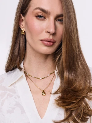 Podwójny pozłacany naszyjnik z zawieszką i zielonymi kamieniami TARANKO