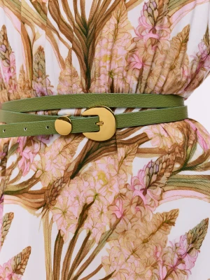 Podwójny skórzany pasek w zielonym kolorze TARANKO