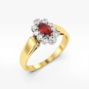 Poerścionek  ze złota z czerwoną i białymi cyrkoniami Filipowicz