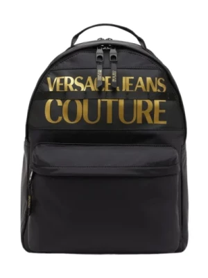 Pojemny Plecak z Złotym Nadrukiem Logo Versace Jeans Couture