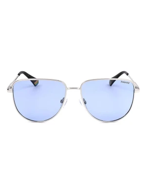 Polaroid Okulary przeciwsłoneczne unisex w kolorze srebrno-błękitnym rozmiar: 56