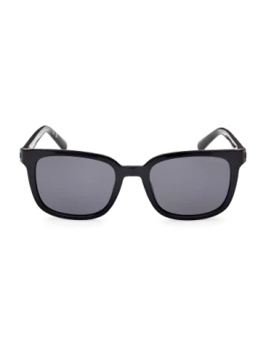 Polaroidowe okulary przeciwsłoneczne w kształcie prostokąta z cienkimi ramkami i dymionymi soczewkami Guess
