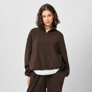 Zdjęcie produktu Polarowa bluza loose fit ze stójką i zapięciem czekoladowa House