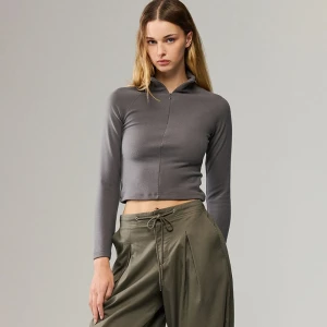 Polarowa bluza slim fit ze stójką grafitowa House