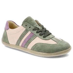 Półbuty barefoot damskie Armodo, skóra naturalna zamszowe wstawki miękka wyściółka klasyczne sznurowanie lekka i elastyczna podeszwa, zielone, n1299-