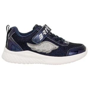 Granatowe brokatowe sneakersy ze srebrna aplikacja skrzydla Bartek 87004-16