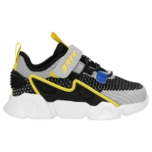 Czarno szare siateczkowe sneakersy chłopięce z żółtymi elementami Bartek 87007-18