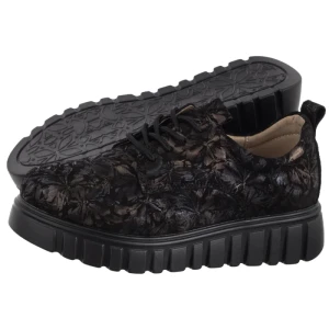 Półbuty Czarne Kwiaty DP6846/25 BK FL (FO177-a) Filippo