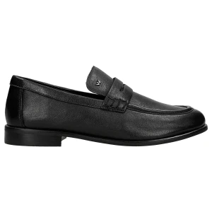 Czarne eleganckie mokasyny damskie z szerokim czubkiem 46413-51 Wojas