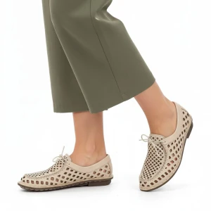 Półbuty damskie Artiker, cholewka skóra naturalna ażurowa perforacja sznurowanie z przodu miękka linia niski fason elastyczne wykończenie zaokrąglony