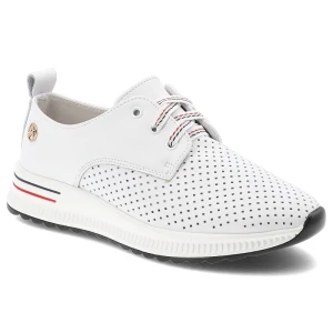 Półbuty damskie Artiker, cholewka ze skóry naturalnej licowej klasyczne wiązanie sportowy fason, białe, 54C1760