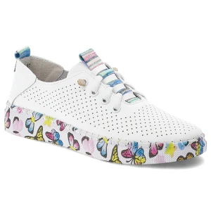 Półbuty damskie Artiker, cholewka ze skóry naturalnej z perforacją zapewniającą przewiewność klasyczne wiązanie lekka podeszwa, białe, 58C0440