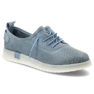 Półbuty damskie Ravini, ze skóry naturalnej licowej ażurowa cholewka sznurowanie lekka podeszwa casual, niebieskie, 2020-1