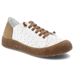 Półbuty damskie Ravini, ze skóry naturalnej licowej ażurowa cholewka sznurowanie wygodna podeszwa casual, białe, 1301-1