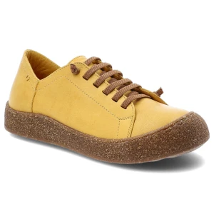 Półbuty damskie Ravini, ze skóry naturalnej licowej sznurowanie wygodna elastyczna podeszwa styl casual, żółte, 1301