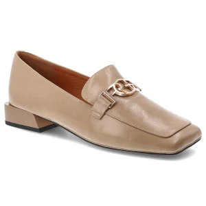 Półbuty damskie S.Barski, cholewka skóra naturalna licowa gładka fason niski kwadratowy nosek ozdobny metalowy element na podbiciu niski stabilny obc