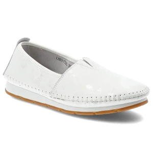 Półbuty damskie S.Barski, cholewka ze skóry naturalnej gładkiej wsuwany fason elastyczne wstawki po bokach widoczne przeszycia wokół noska niski prof