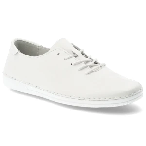 Półbuty damskie S.Barski, ze skóry naturalnej licowej minimalistyczny design sznurowanie lekka podeszwa casual, białe, LR61-645