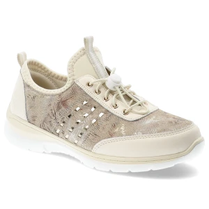 Półbuty damskie S.Barski, ze skóry naturalnej licowej wsuwane na lekkiej podeszwie, beżowe, GR61-5990