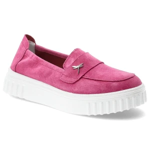 Półbuty damskie Vinceza, cholewka ze skóry naturalnej zamszowej wsuwany fason z ozdobnym elementem zabudowany przód na grubszej podeszwie, różowe, 93