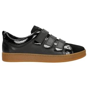 Czarne trampki damskie z łączonych skór zapinane na rzepy 46365-71 Wojas