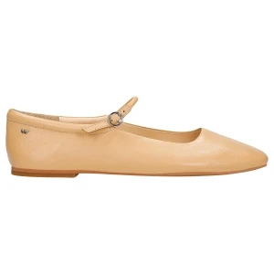 Beżowe skórzane baleriny z paskiem na podbiciu 44057-54 Wojas