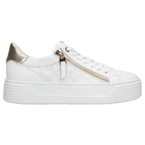 Białe trampki damskie ze złotym ozdobnym zamkiem 46346-79 Wojas