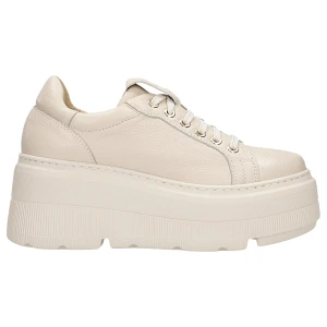 Beżowe skórzane trampki na wysokiej platformie 46352-54 Wojas