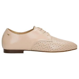 Beżowe półbuty damskie sznurowane ze skóry naturalnej 46332-54 Wojas