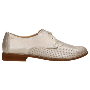 Złote skórzane oksfordki damskie na brązowej podeszwie 46342-58 Wojas