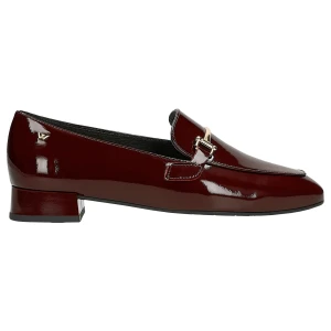 Bordowe lakierowane mokasyny damskie na niskim obcasie 46348-35 Wojas