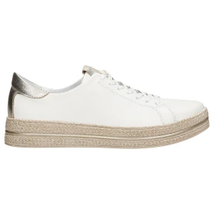 Białe półbuty damskie ze złotymi elementami i beżowa podeszwa 46214-78 Wojas