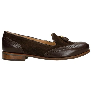 Ciemnobrązowe loafersy z łączonych skór 46039-72 Wojas