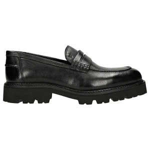 Czarne klasyczne mokasyny damskie ze skóry licowej 46370-51 Wojas