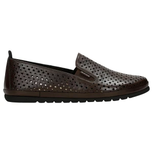 Brązowe loafersy damskie z azurowanej skóry licowej 46102-52 Wojas