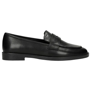 Czarne skórzane mokasyny damskie penny loafers 46398-51 Wojas