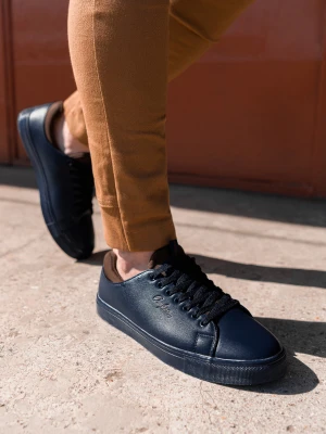 Półbuty męskie - granatowe - Rozmiar: 40 Ombre Clothing