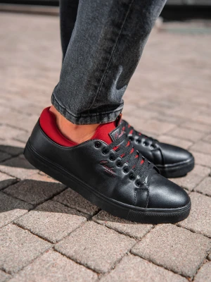 Półbuty męskie sneakersy - czarne V1 Ombre Clothing