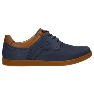 Granatowe półbuty męskie z nubuku z brązowymi wstawkami 10253-26 Wojas