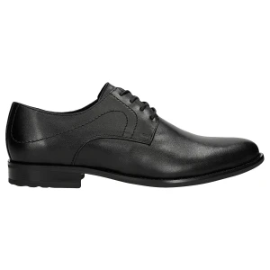 Czarne eleganckie półbuty męskie ze skóry licowej 10237-51 Wojas