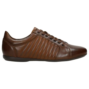 Brązowe skórzane sneakersy męskie z przeszyciami 10240-52 Wojas