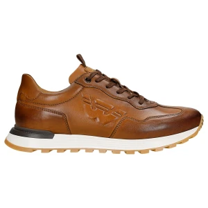 Jasnobrązowe sneakersy męskie ze skóry licowej 10201-53 Wojas