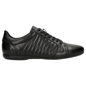 Czarne sneakersy męskie z ozdobnymi przeszyciami 10240-51 Wojas