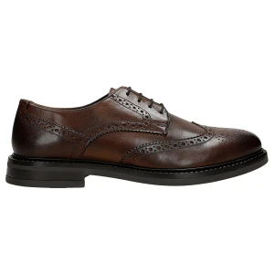 Brązowe skórzane półbuty męskie z brogowaniem 10278-53 Wojas