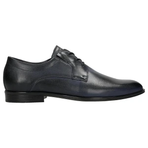 Eleganckie granatowe półbuty męskie ze skóry licowej 10287-56 Wojas