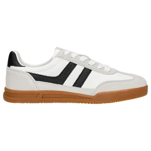 Jasne skórzane trampki męskie z kontrastowymi wstawkami 10303-79 Wojas