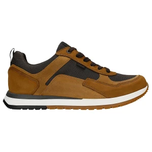 Brązowe sneakersy męskie z kontrastowymi skorzanymi panelami 10296-83 Wojas