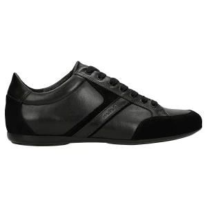 Czarne sneakersy męskie z łączonych skór 10325-71 Wojas
