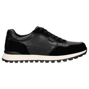Czarne sneakersy męskie z łączonych skór 10323-71 Wojas