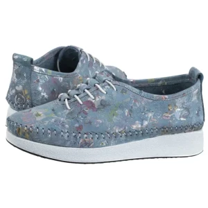 Półbuty Niebieskie w Kwiaty E149NUBUOSP029 (VE834-a) Venezia